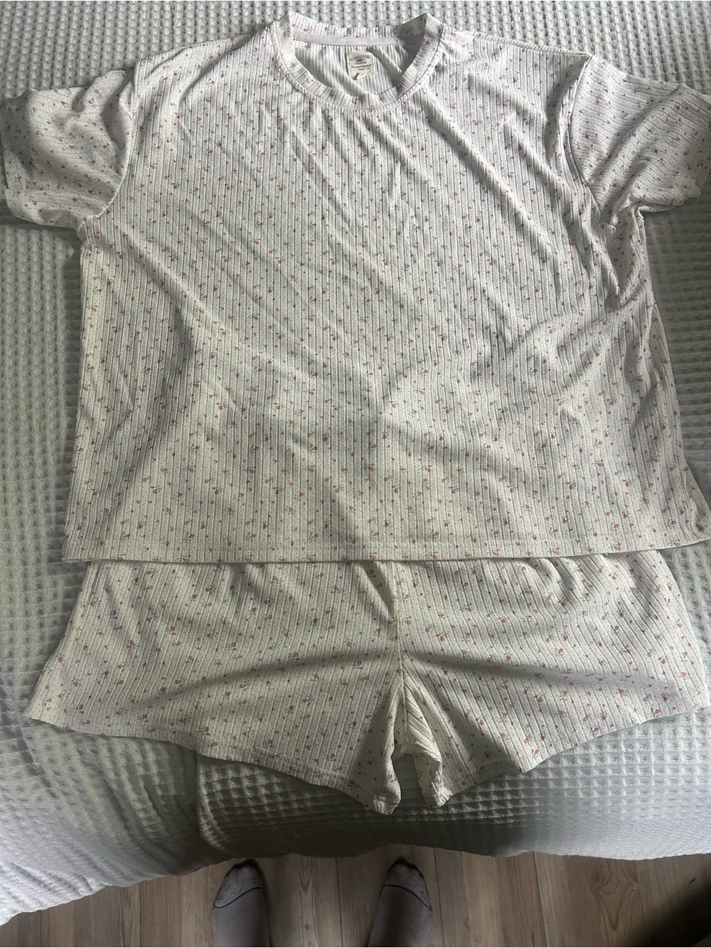 Sunkissed Coconut Floral Ribbed Pajama Set Top XL Shorts XXL